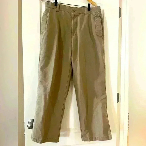 Men’s Izod Trousers Dress Pants Tan With Pockets Size 34 X30 - Picture 1 of 10